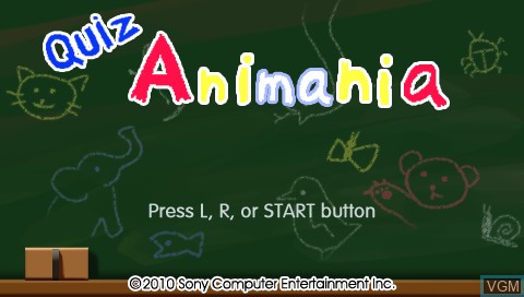 Title screen of the game Quiz Animania on Sony PSP