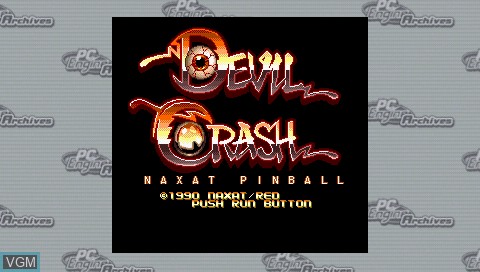 Title screen of the game Devil Crash on Sony PSP