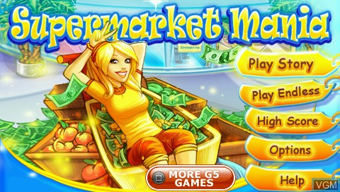 Title screen of the game Supermarket Mania on Sony PSP