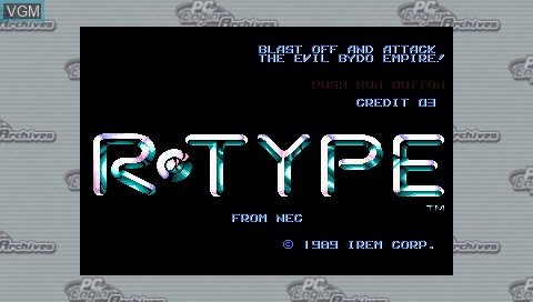 Title screen of the game R-Type on Sony PSP