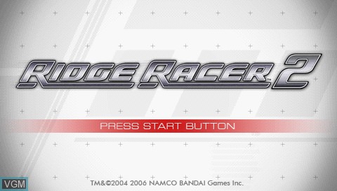 Title screen of the game Ridge Racer 2 on Sony PSP