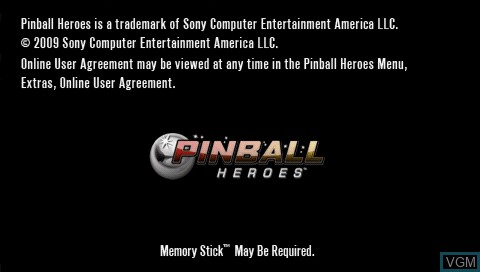Title screen of the game Pinball Heroes on Sony PSP