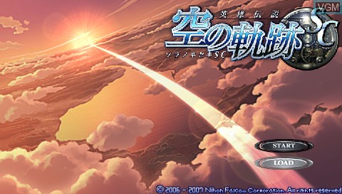 Title screen of the game Eiyuu Densetsu - Sora no Kiseki SC on Sony PSP