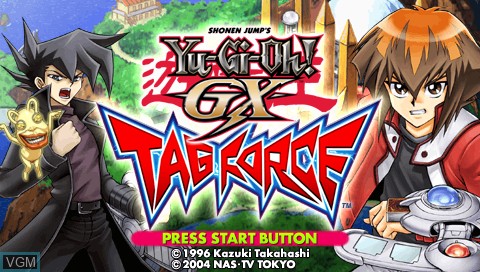 Title screen of the game Yu-Gi-Oh! GX Tag Force on Sony PSP