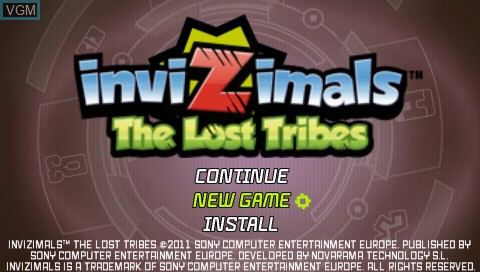 Title screen of the game Invizimals - The Lost Tribes on Sony PSP