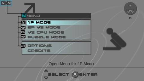 Menu screen of the game Lumines on Sony PSP