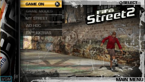 Menu screen of the game FIFA Street 2 on Sony PSP