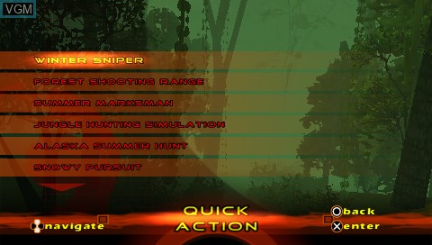 Menu screen of the game Cabela's Dangerous Hunts Ultimate Challenge on Sony PSP