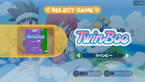 Menu screen of the game TwinBee Portable on Sony PSP