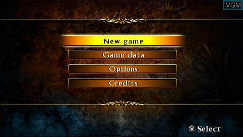 Menu screen of the game Beowulf - The Game on Sony PSP