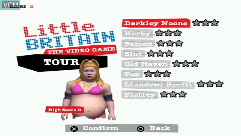 Menu screen of the game Little Britain - The Video Game on Sony PSP