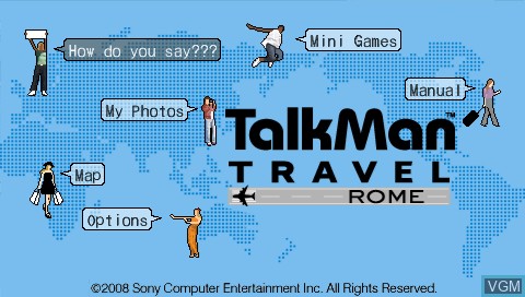 Menu screen of the game TalkMan Travel - Rome on Sony PSP