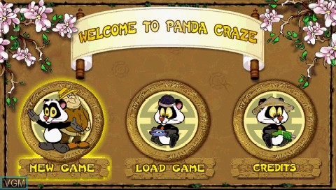 Menu screen of the game Panda Craze on Sony PSP