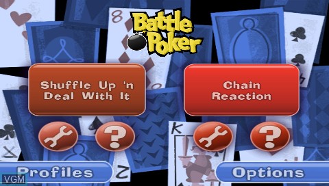 Menu screen of the game Battle Poker on Sony PSP