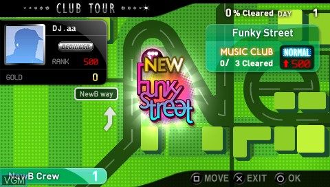 Menu screen of the game DJ Max Portable - Black Square on Sony PSP