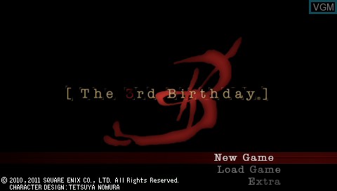 Menu screen of the game 3rd Birthday, The on Sony PSP