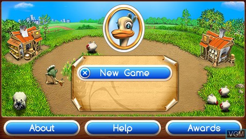Menu screen of the game Farm Frenzy 2 on Sony PSP