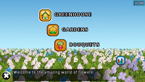 Menu screen of the game Hello Flowerz on Sony PSP