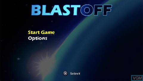 Menu screen of the game Blast Off on Sony PSP