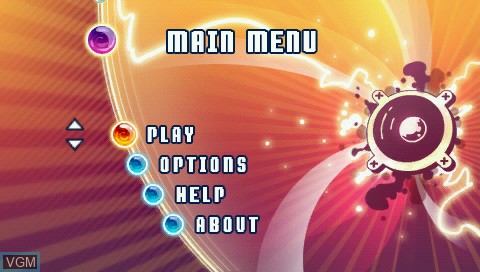 Menu screen of the game Boom Beats on Sony PSP