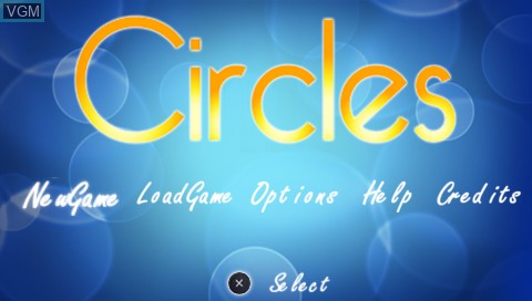 Menu screen of the game Circles, Circles, Circles on Sony PSP