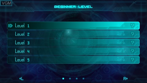 Menu screen of the game Core Blaster on Sony PSP