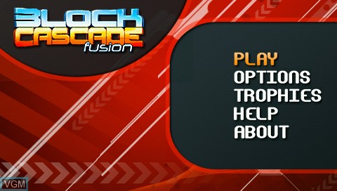 Menu screen of the game Block Cascade Fusion on Sony PSP