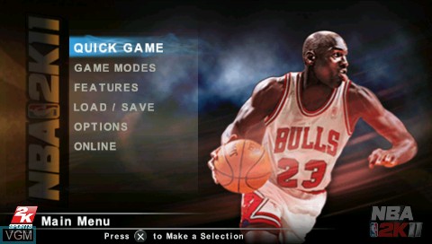 Menu screen of the game NBA 2K11 on Sony PSP