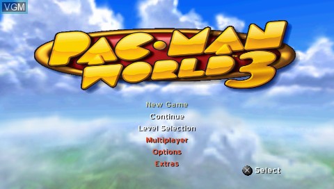 Menu screen of the game Pac-Man World 3 on Sony PSP