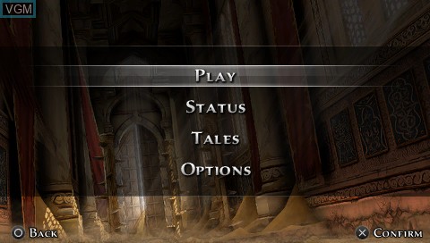 Menu screen of the game Prince of Persia - The Forgotten Sands on Sony PSP