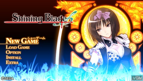 Menu screen of the game Shining Blade on Sony PSP