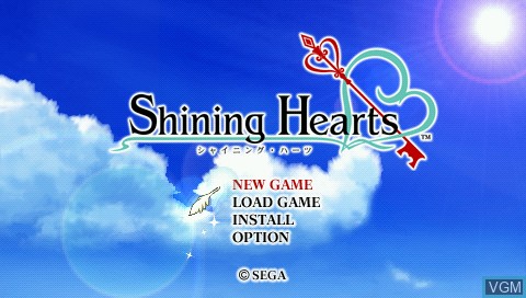 Menu screen of the game Shining Hearts on Sony PSP