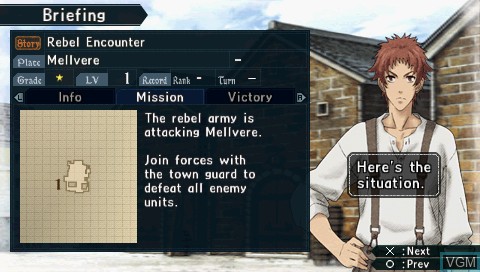 Menu screen of the game Valkyria Chronicles II on Sony PSP