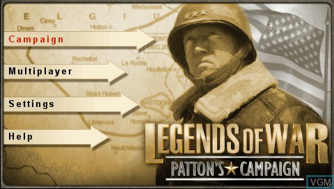 Menu screen of the game Legends of War - Patton's Campaign on Sony PSP