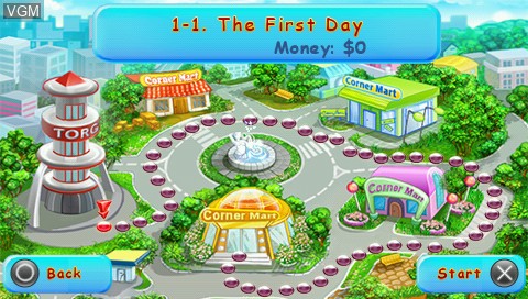 Menu screen of the game Supermarket Mania on Sony PSP