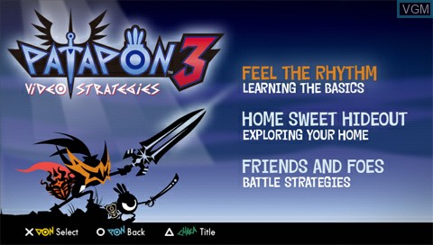 Menu screen of the game Patapon 3 - Digital Strategy Guide on Sony PSP