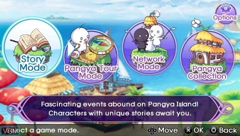 Menu screen of the game Pangya Fantasy Golf on Sony PSP