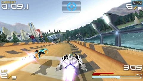 In-game screen of the game Wipeout Pure on Sony PSP