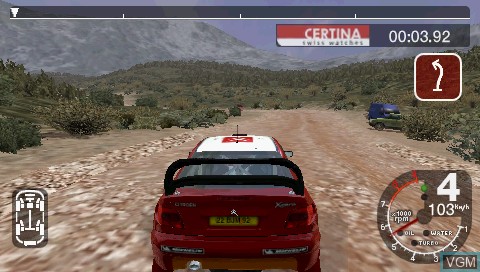 In-game screen of the game Colin McRae Rally 2005 Plus on Sony PSP