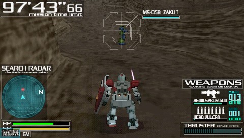 In-game screen of the game Gundam Battle Tactics on Sony PSP