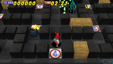 In-game screen of the game Bomberman - Bakufuu Sentai Bombermen on Sony PSP