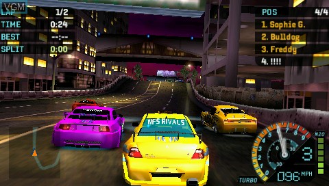In-game screen of the game Need for Speed Underground Rivals on Sony PSP