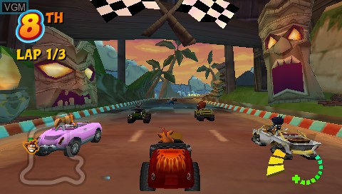 In-game screen of the game Crash Tag Team Racing on Sony PSP