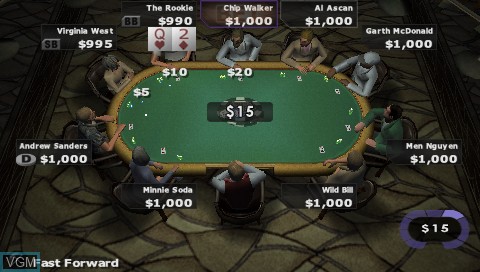 In-game screen of the game World Series of Poker on Sony PSP