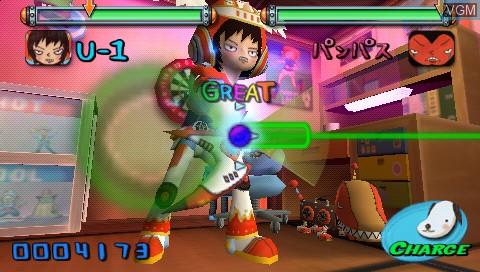 In-game screen of the game Gitaroo Man Lives! on Sony PSP