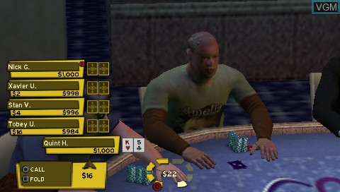 In-game screen of the game World Championship Poker - Featuring Howard Lederer - All In on Sony PSP