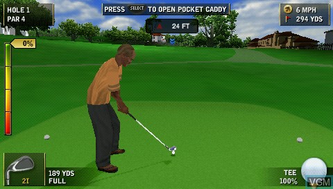 In-game screen of the game Tiger Woods PGA Tour 07 on Sony PSP