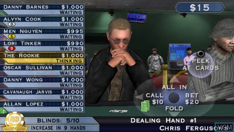 In-game screen of the game World Series of Poker - Tournament of Champions on Sony PSP