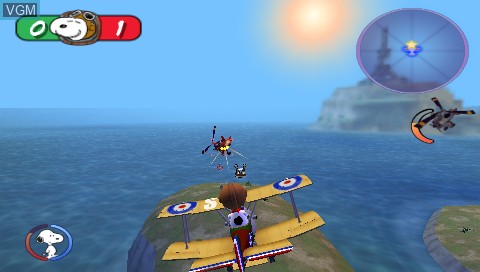 In-game screen of the game Snoopy vs. the Red Baron on Sony PSP