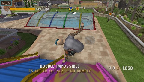 In-game screen of the game Tony Hawk's Project 8 on Sony PSP